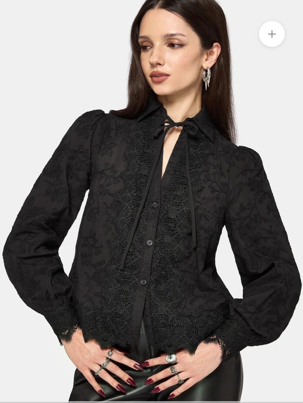 Disturbia 🕷 Lila Scallop Lace Open Collar Shirt Sz 10